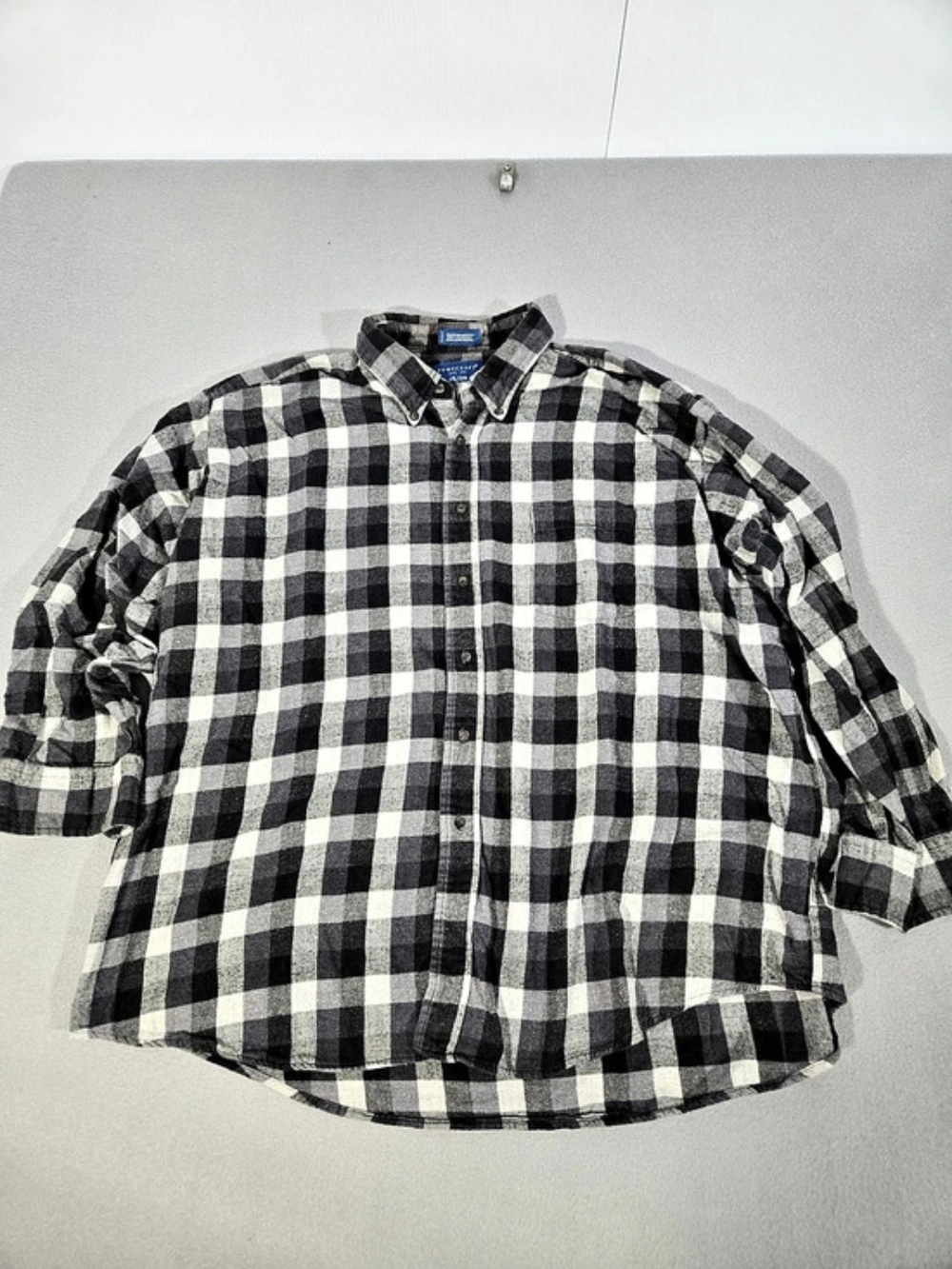 Towncraft Plaid Button Down Black & White Size 2XL/2XG